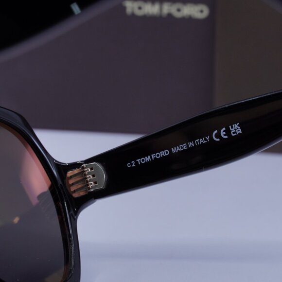 Tom Ford FT1221 01A Saffron Square Sunglasses - Shiny Black\Smoke - Picture 7 of 8